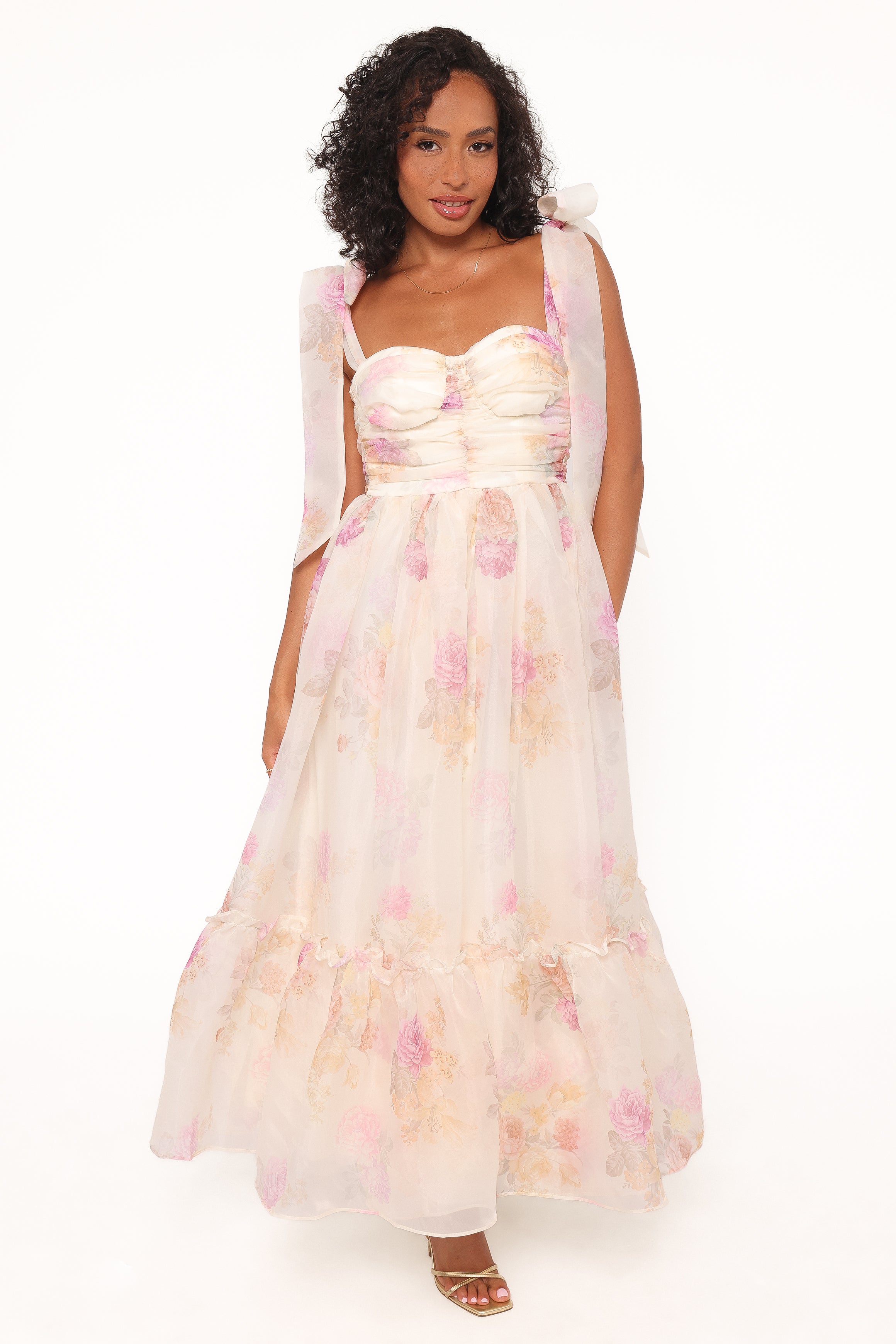 Petal and Pup USA DRESSES Floret Midi Dress - Yellow Floral