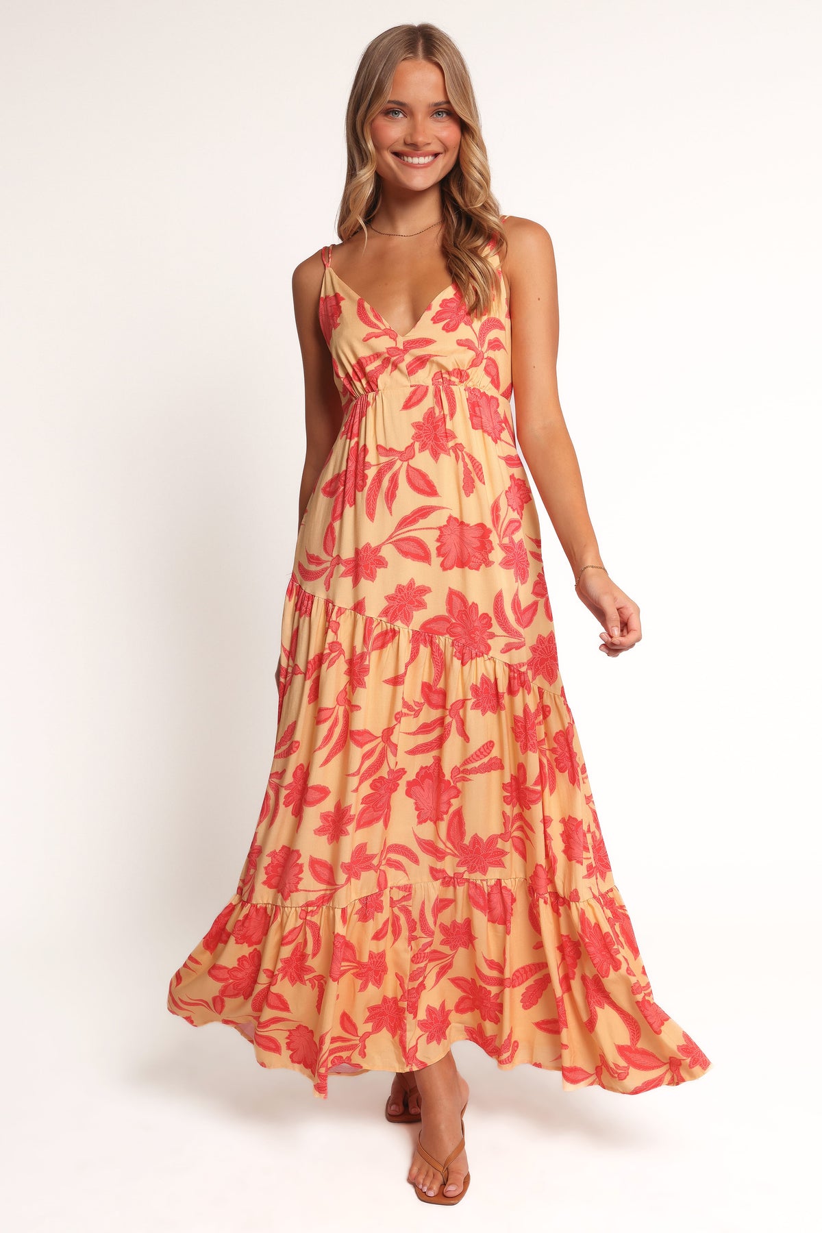 red maxi dress with flowers Petal and Pup Women's Forbes Maxi Dress