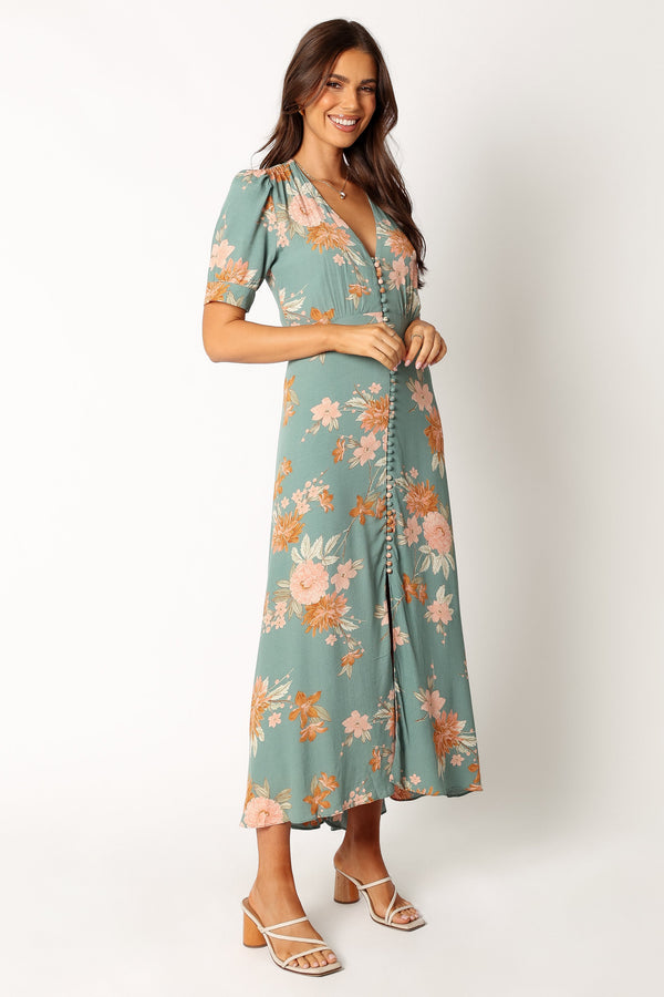 Petal and Pup USA DRESSES Frampton Midi Dress - Blue Floral