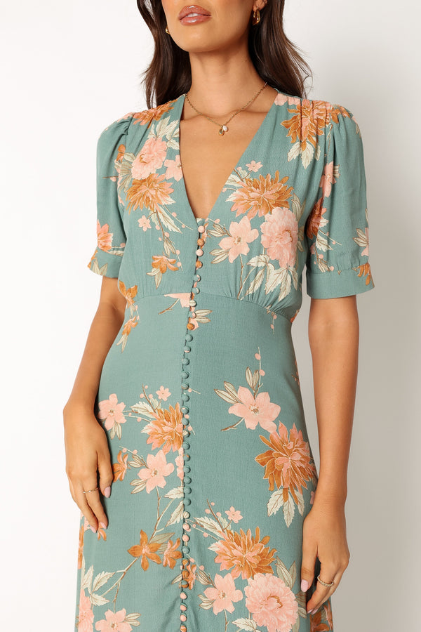 Petal and Pup USA DRESSES Frampton Midi Dress - Blue Floral