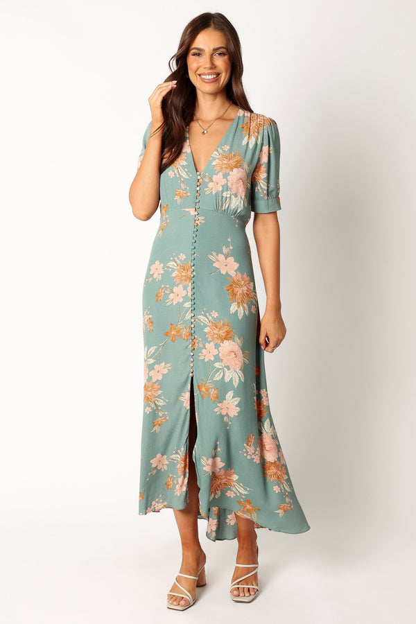 Petal and Pup USA DRESSES Frampton Midi Dress - Blue Floral