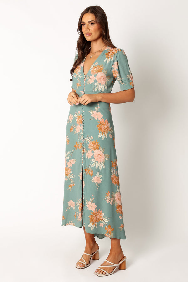 Petal and Pup USA DRESSES Frampton Midi Dress - Blue Floral