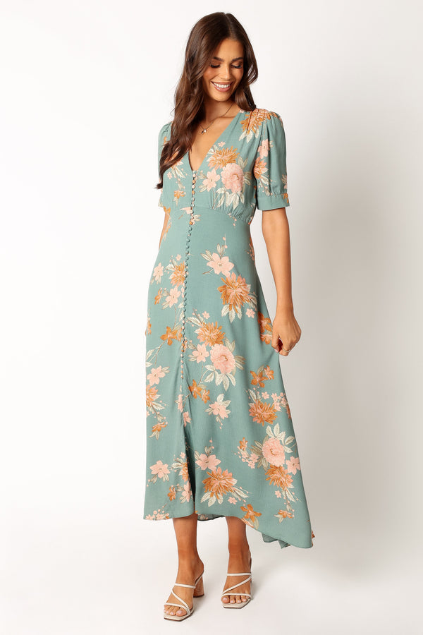 Petal and Pup USA DRESSES Frampton Midi Dress - Blue Floral