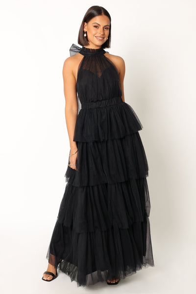 Buy Lipsy Black Applique Halter Maxi Dress from Next USA