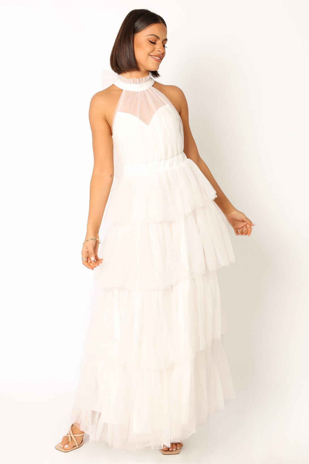 Petal and Pup USA DRESSES Frances Halterneck Maxi Dress - Off White