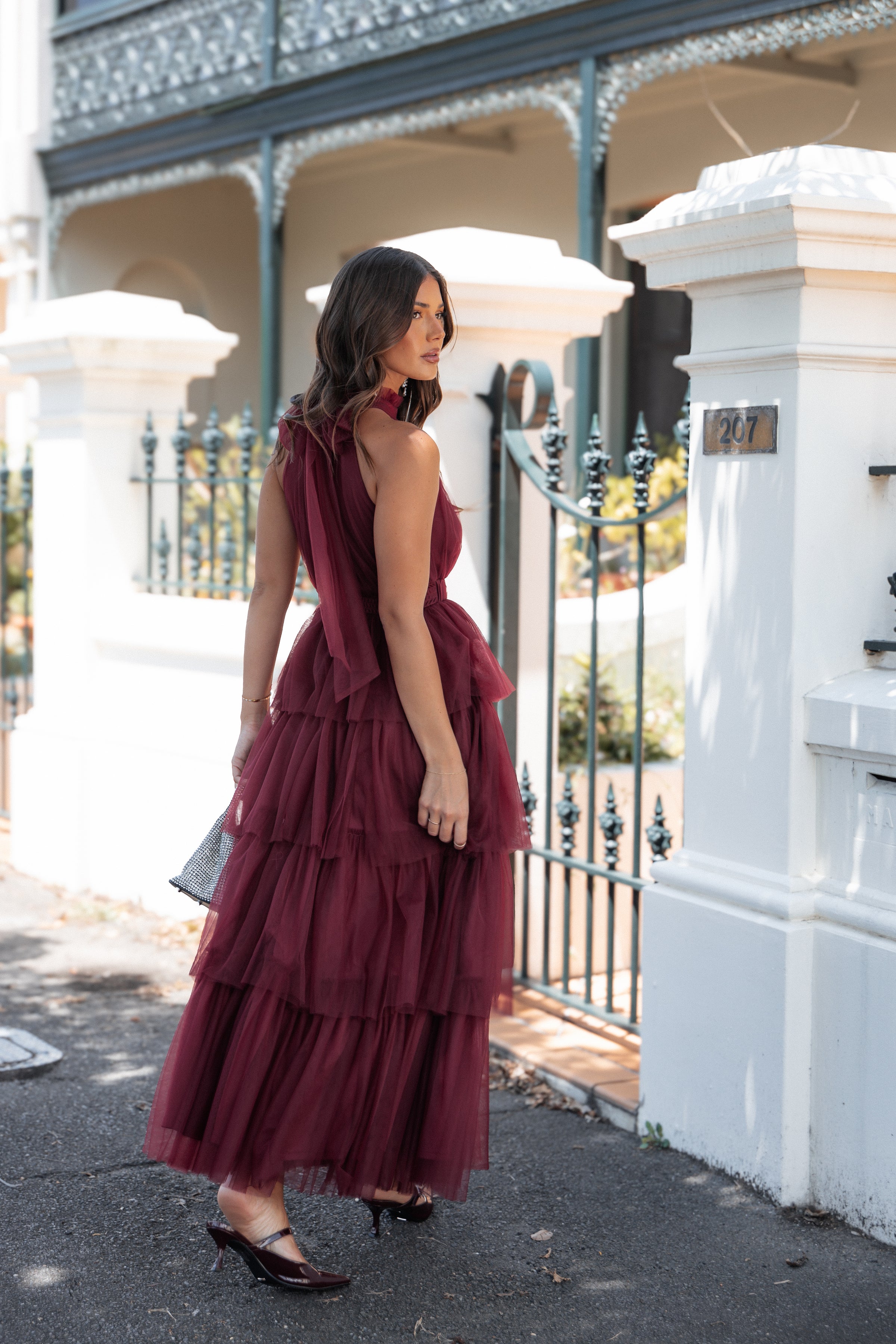 Petal and Pup USA DRESSES Frances Halterneck Maxi Dress - Wine