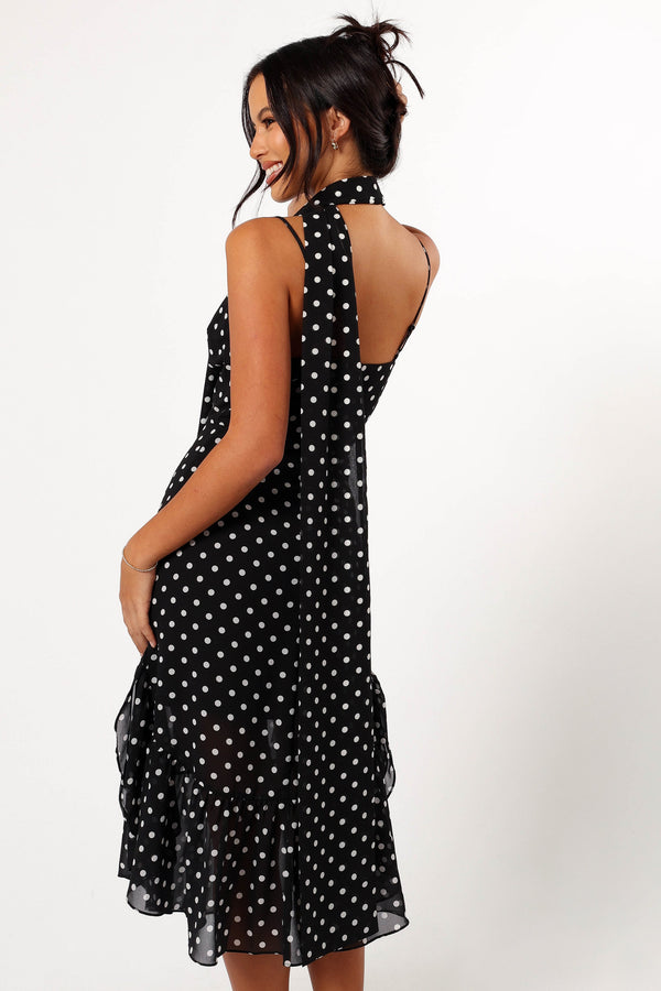 Petal and Pup USA DRESSES Francesca Midi Dress - Black Polka Dot