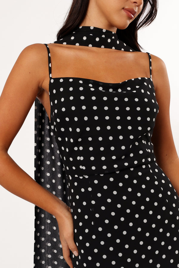 Petal and Pup USA DRESSES Francesca Midi Dress - Black Polka Dot