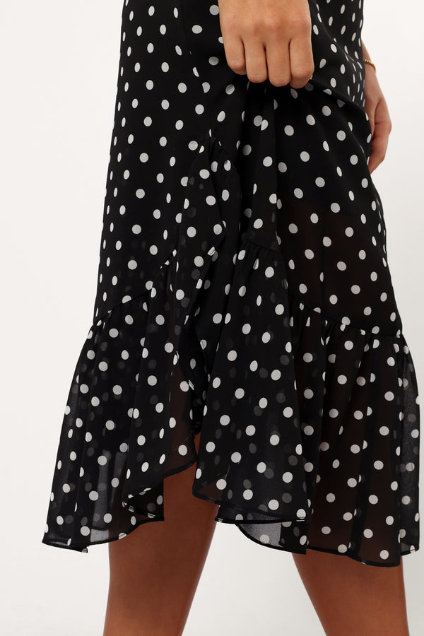 Petal and Pup USA DRESSES Francesca Midi Dress - Black Polka Dot