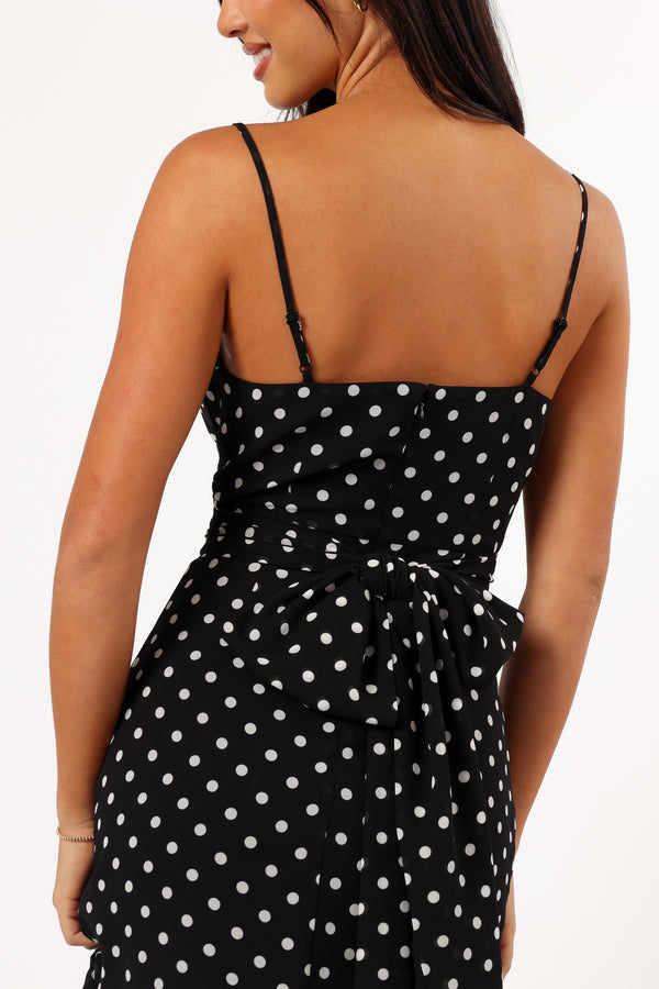 Petal and Pup USA DRESSES Francesca Midi Dress - Black Polka Dot