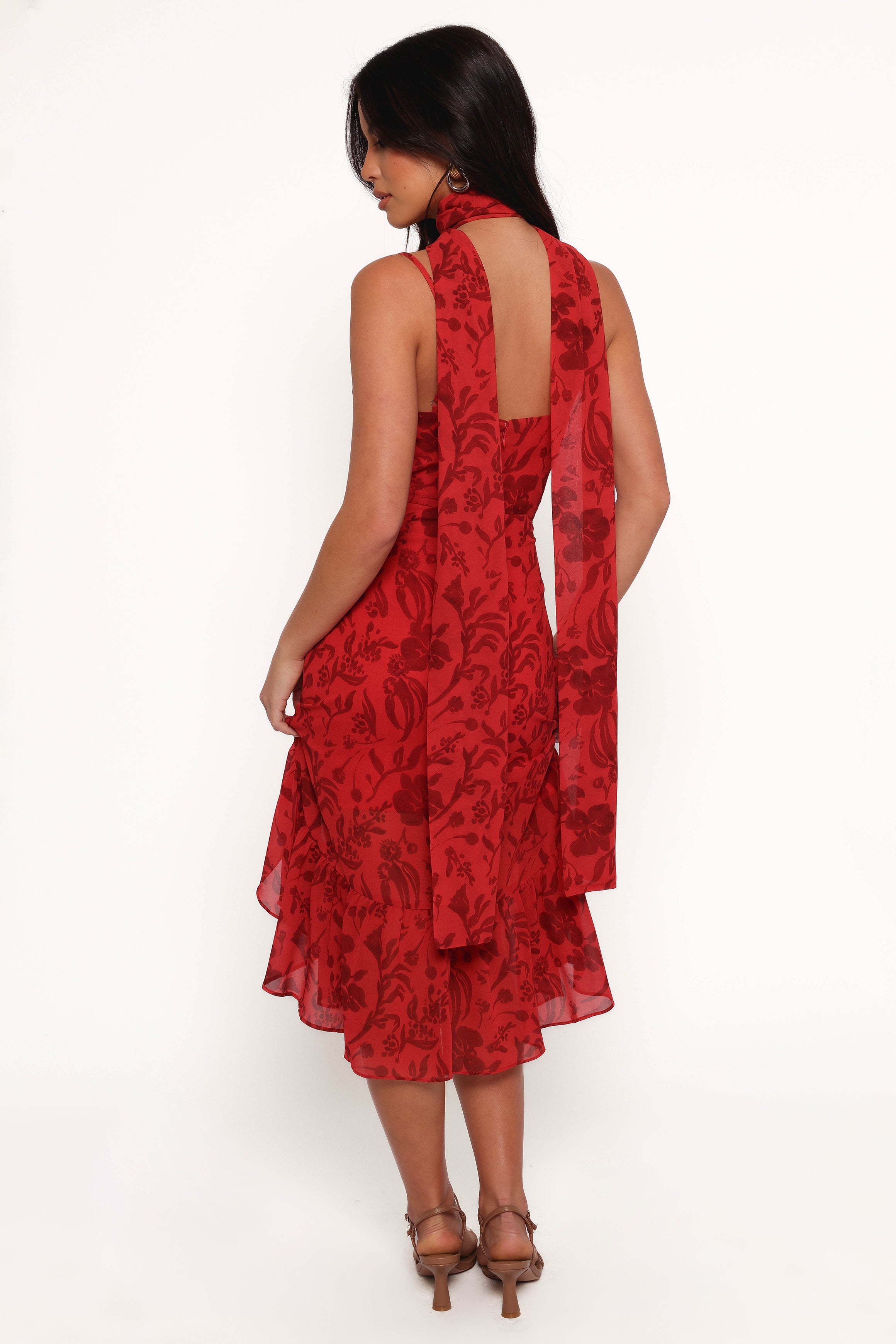 Petal and Pup USA DRESSES Francesca Midi Dress - Red Floral