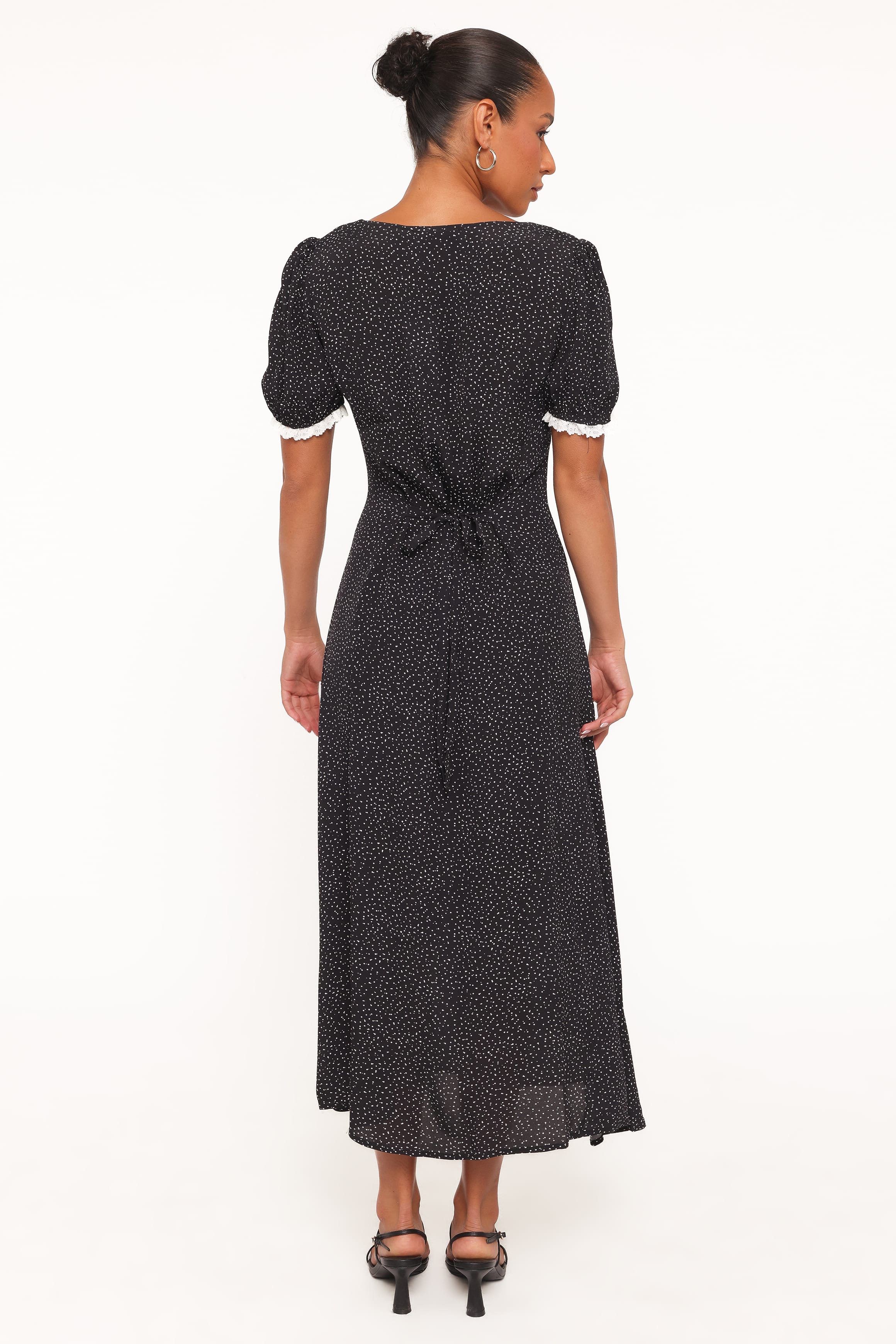 Petal and Pup USA DRESSES Francine Lace Midi Dress - Black Polka Dot
