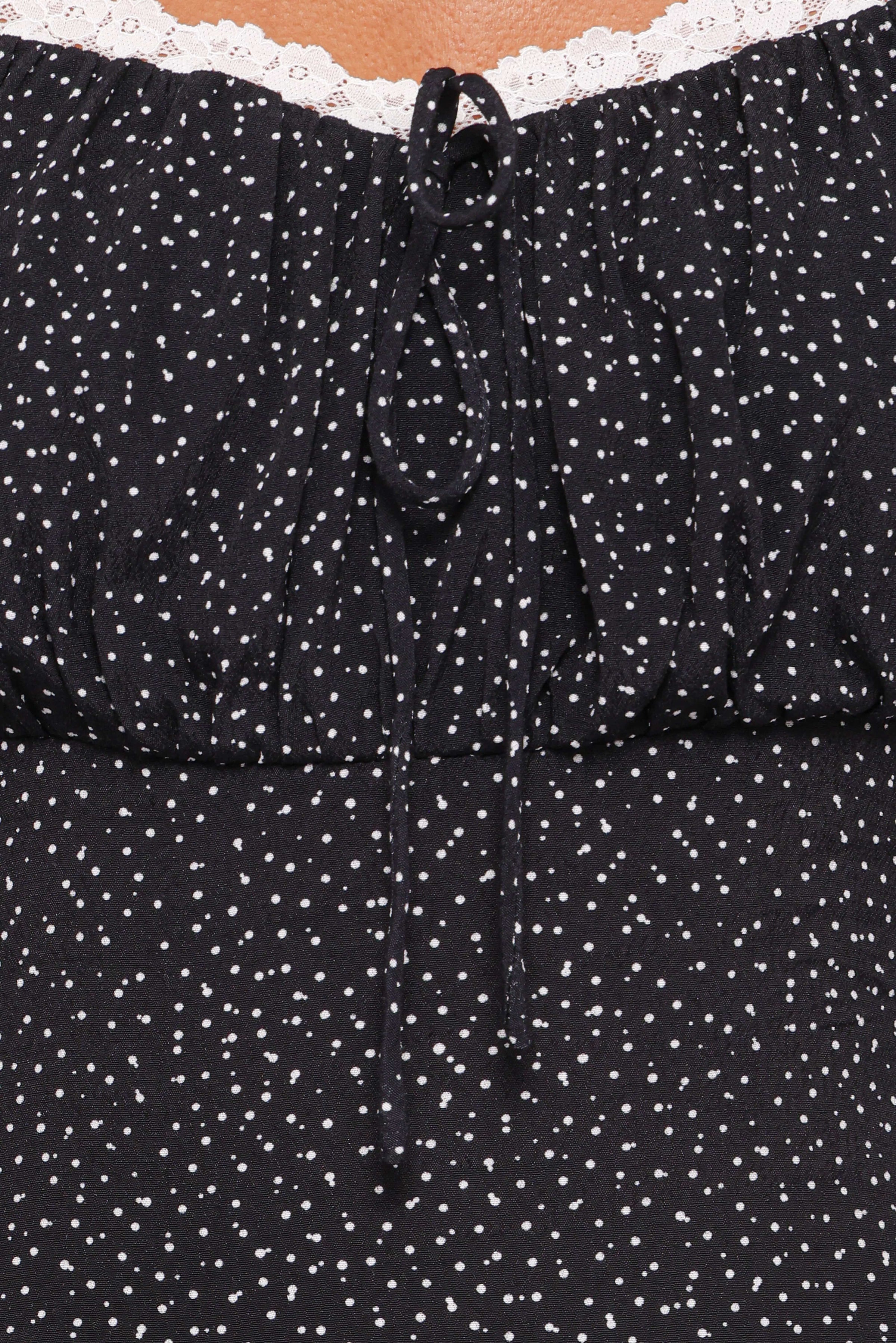 Petal and Pup USA DRESSES Francine Lace Midi Dress - Black Polka Dot
