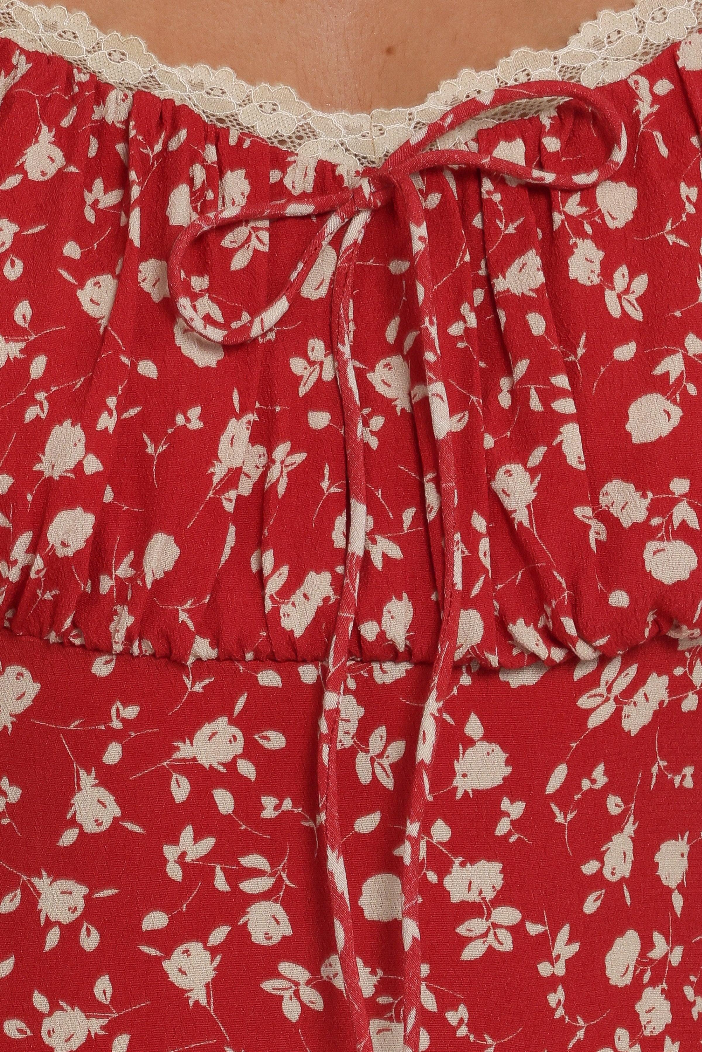 Petal and Pup USA DRESSES Francine Lace Midi Dress - Red Floral