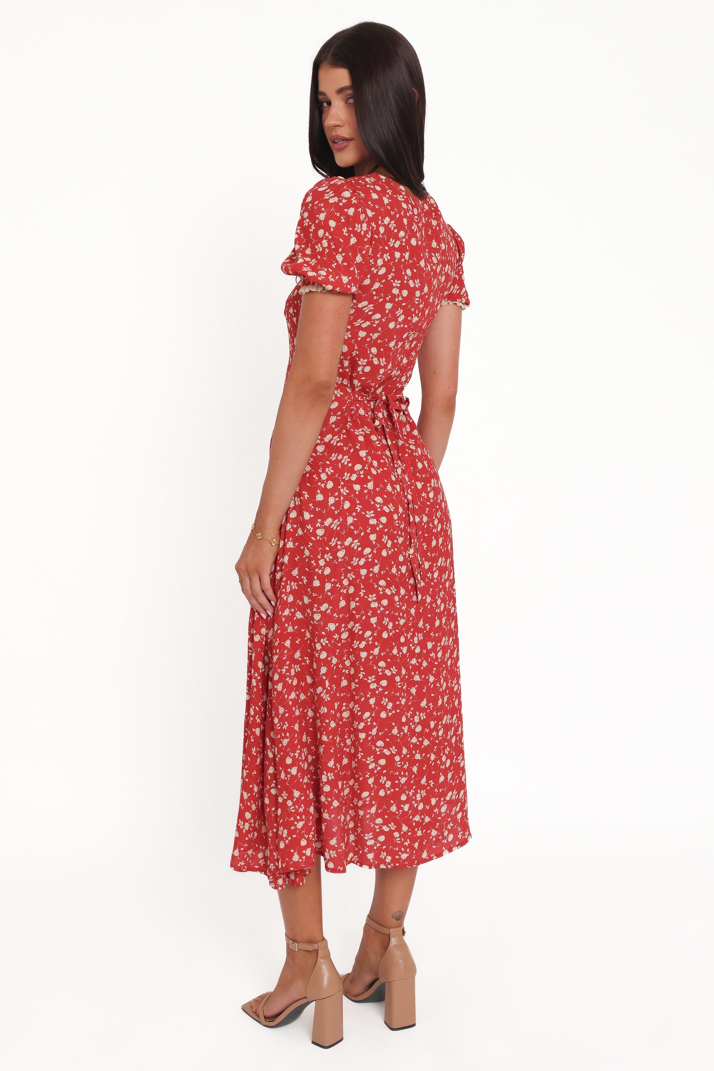 Petal and Pup USA DRESSES Francine Lace Midi Dress - Red Floral