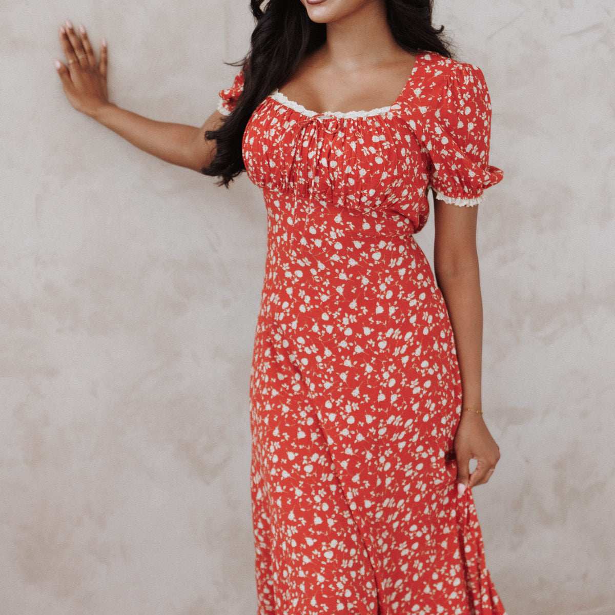 pink and red floral midi dress Paradise Point Floral Midi Dress in Hot Pink