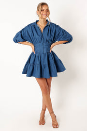 Petal and Pup USA DRESSES Francis Long Sleeve Mini Dress - Blue Denim