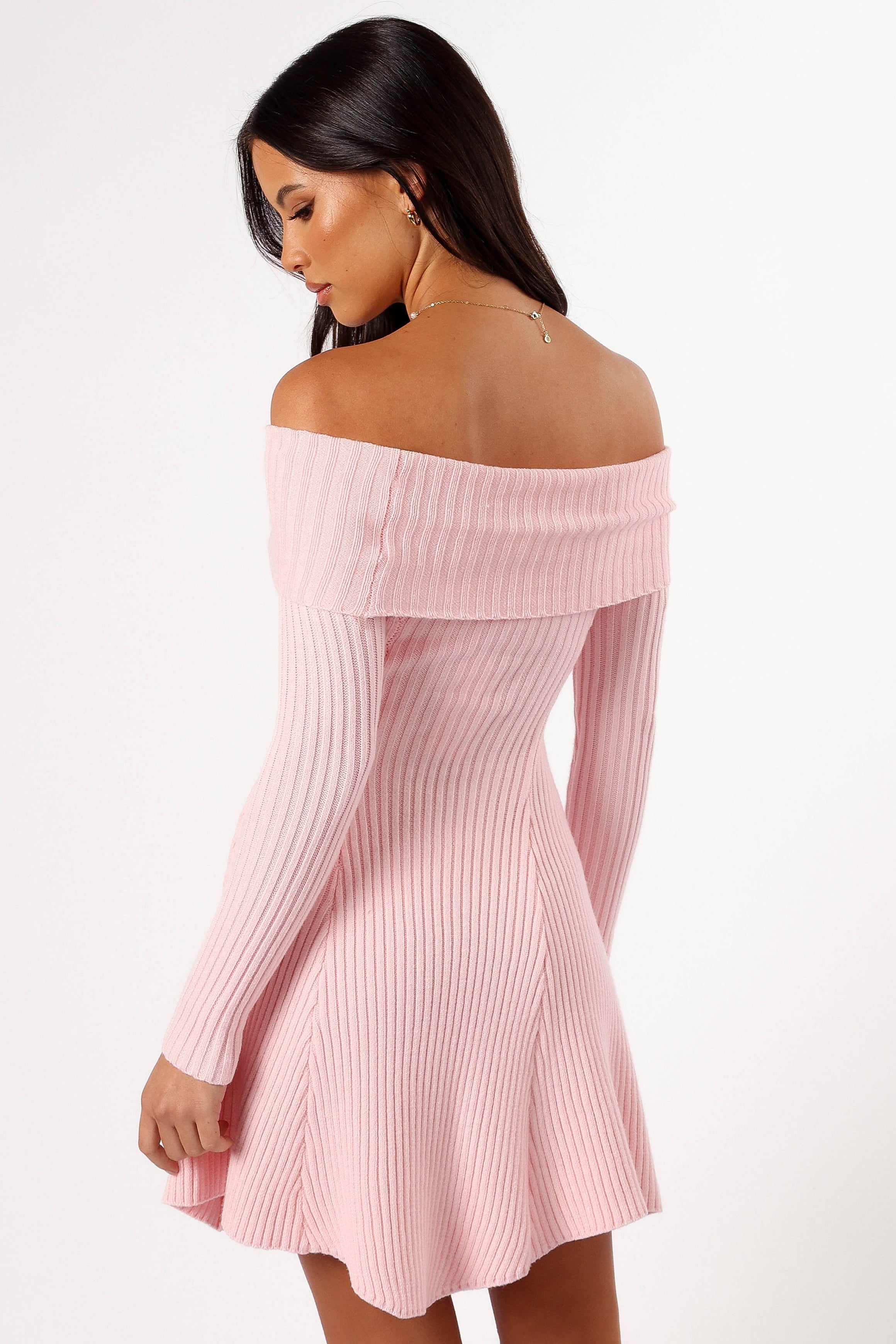open lace back dress Eliana Long Sleeve Midi Dress - Pink main image 1