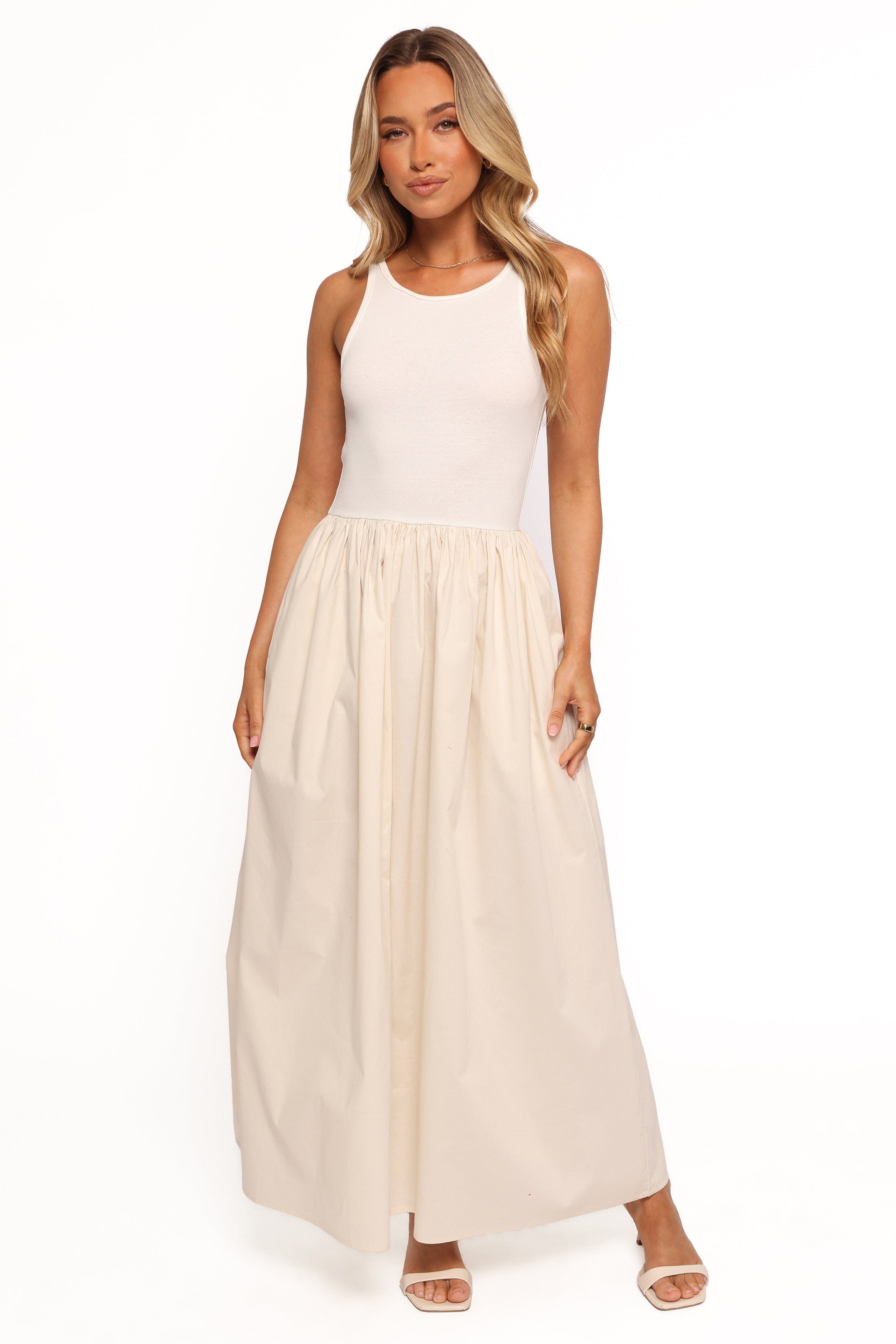 Petal and Pup USA DRESSES Franki Midi Dress - White Cream