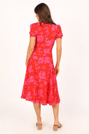 Petal and Pup USA DRESSES Frankie Dress - Red Pink Floral