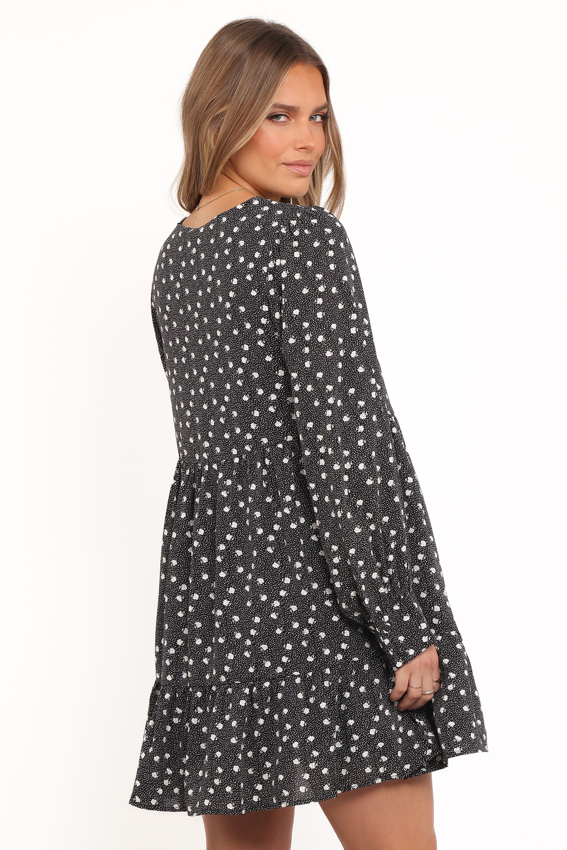 Frankie Long Sleeve Mini Dress - Black Floral | Petal & Pup USA Frankie Long Sleeve Mini Dress - Black Floral | Petal & Pup USA