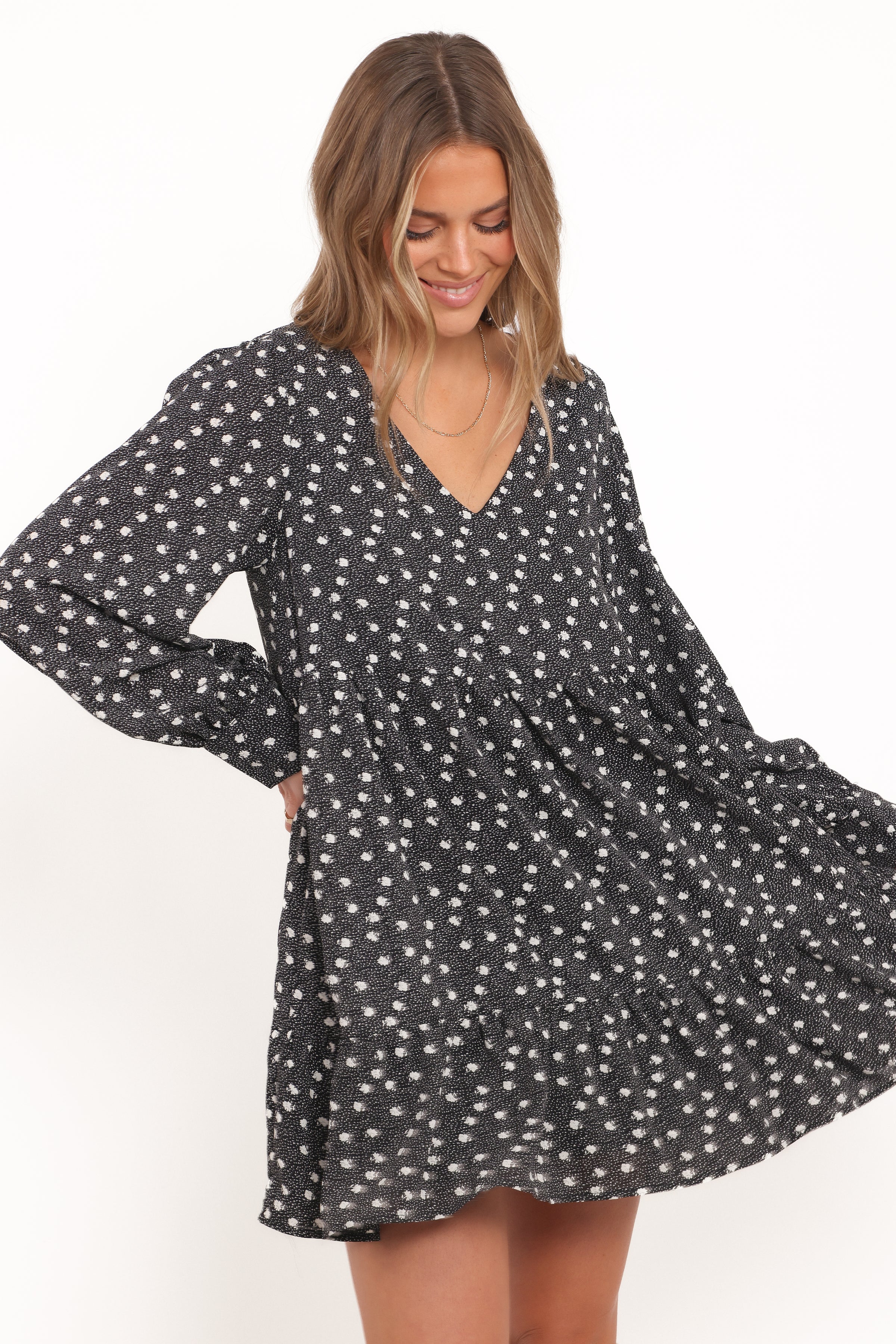 Frankie Long Sleeve Mini Dress - Black Floral, L, Petal & Pup Frankie Long Sleeve Mini Dress - Black Floral, L, Petal & Pup
