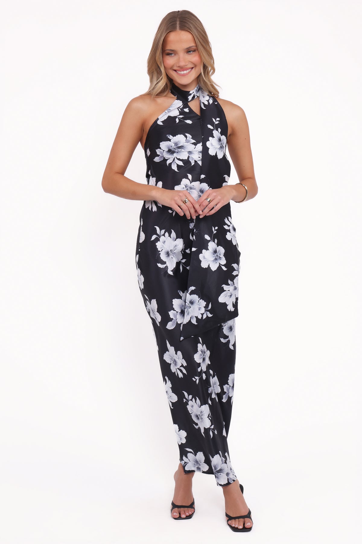 Petal and Pup Women's Freida Halter Midi Dress - Black Floral