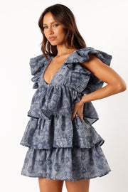 Petal and Pup USA DRESSES Friella Frill Sleeve Mini Dress - Deep Blue
