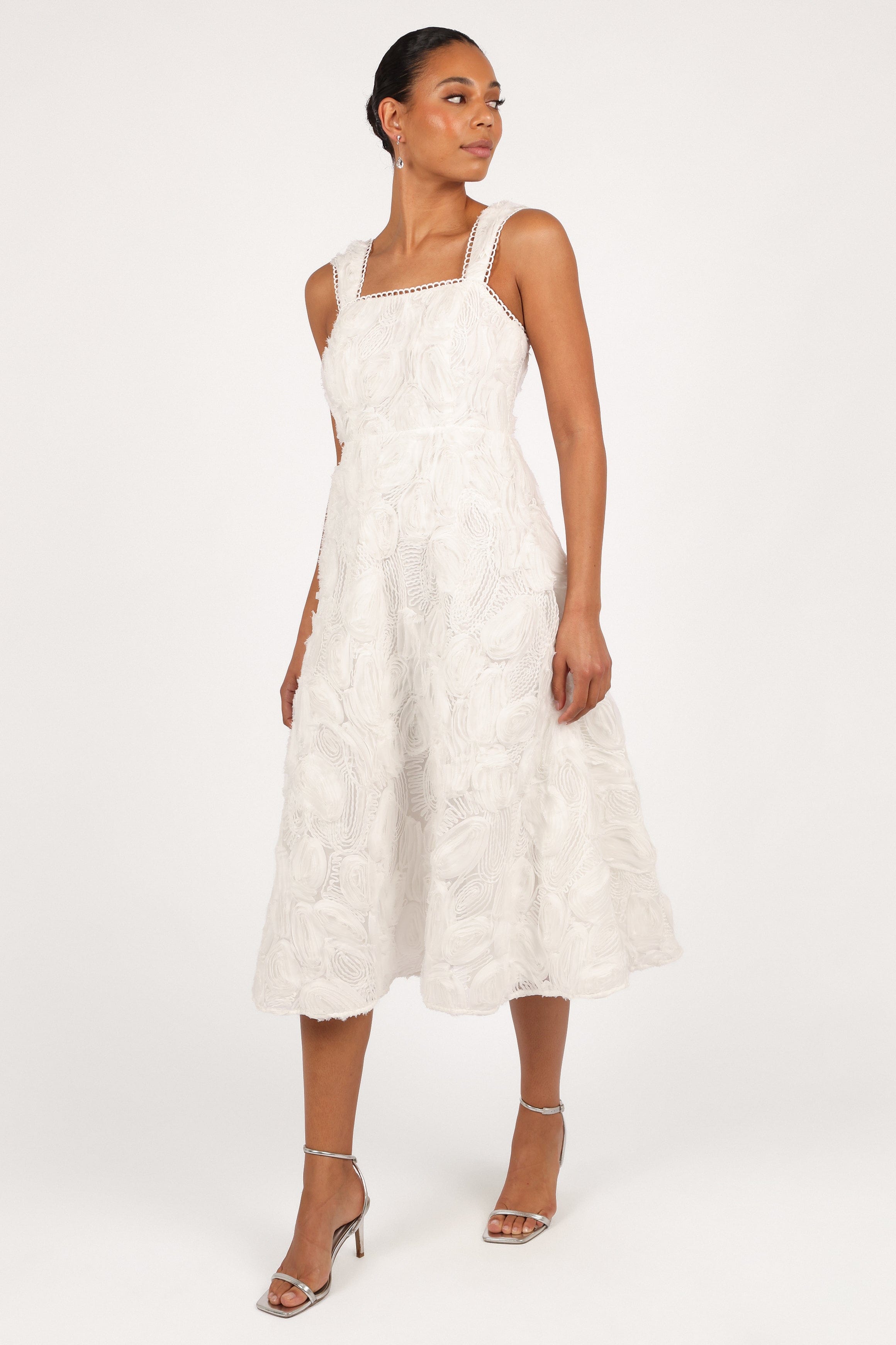 Petal and Pup USA DRESSES Gabbie Midi Dress - White