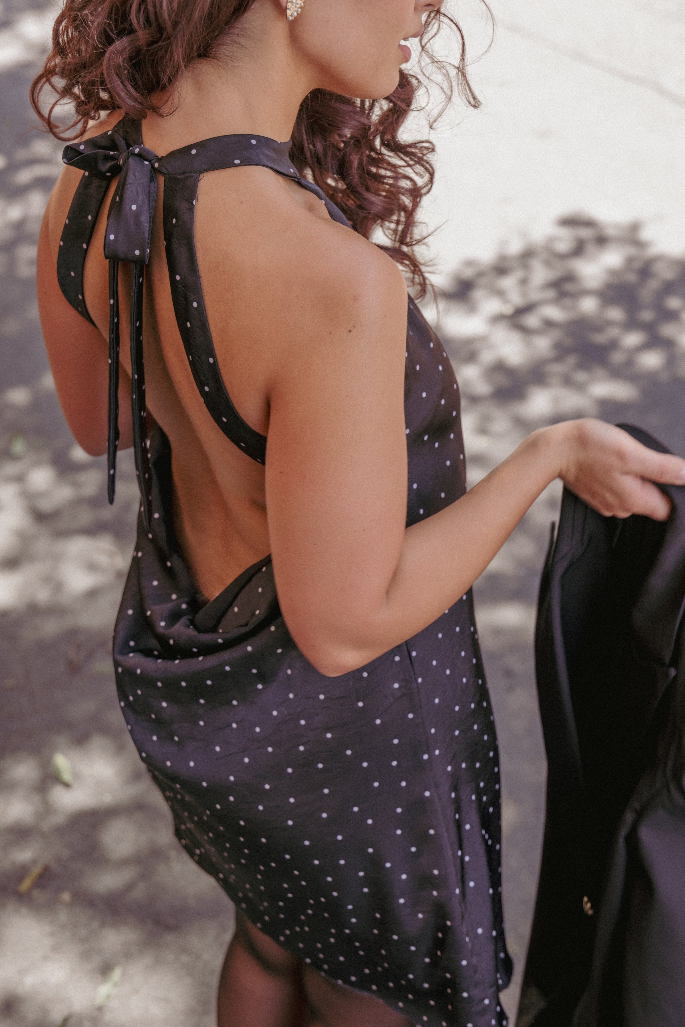 Petal and Pup USA DRESSES Gabrielle Mini Dress - Black Polka Dot