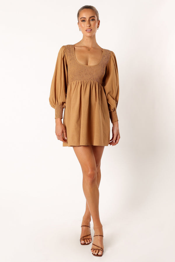 Petal and Pup USA DRESSES Gayle Long Sleeve Mini Dress - Mustard