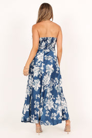 Petal and Pup USA DRESSES Gemma Strapless Maxi Dress - Blue Floral