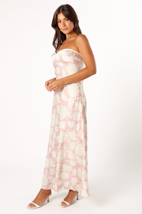 Petal and Pup USA DRESSES Gemma Strapless Maxi Dress - Pink Floral