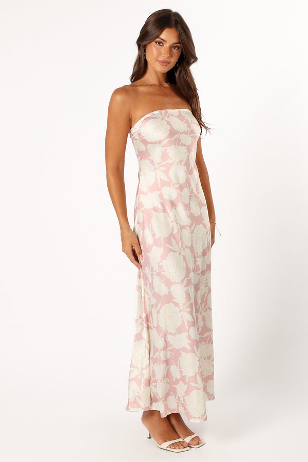 Petal and Pup USA DRESSES Gemma Strapless Maxi Dress - Pink Floral