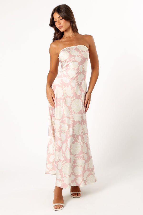 Petal and Pup USA DRESSES Gemma Strapless Maxi Dress - Pink Floral