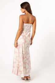 Petal and Pup USA DRESSES Gemma Strapless Maxi Dress - Pink Floral