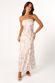 Petal and Pup USA DRESSES Gemma Strapless Maxi Dress - Pink Floral