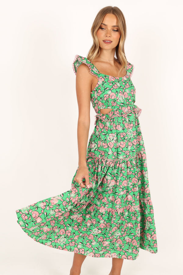 Petal and Pup USA DRESSES Gia Midi Dress - Green Pink