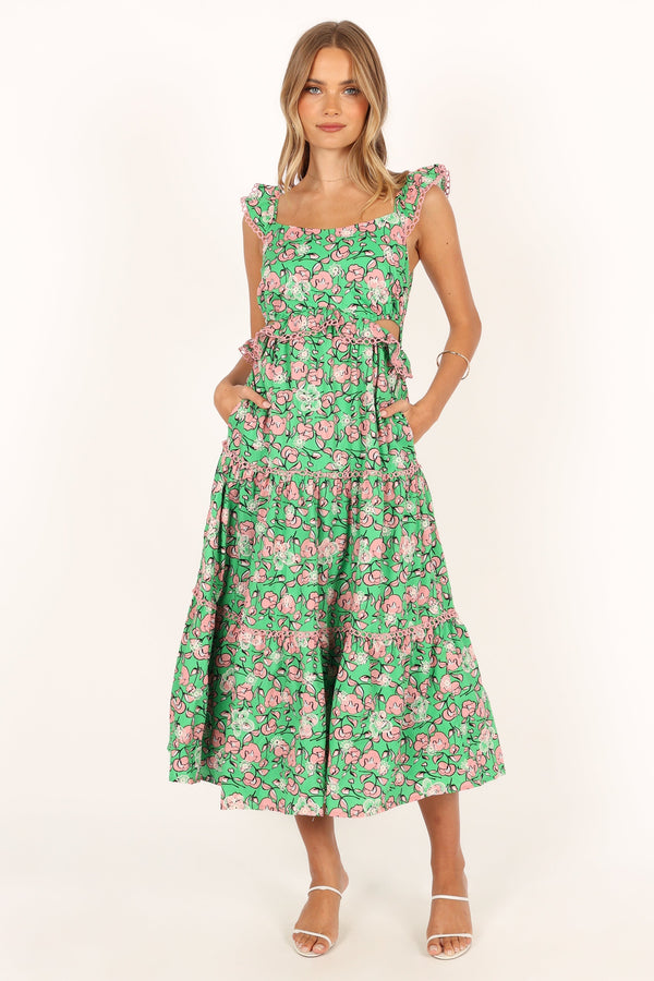 Petal and Pup USA DRESSES Gia Midi Dress - Green Pink