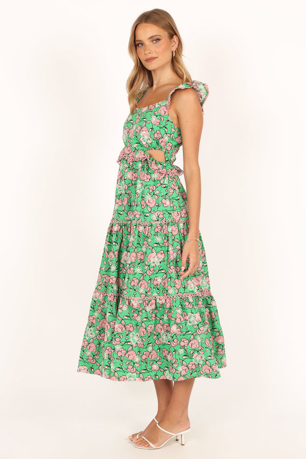 Petal and Pup USA DRESSES Gia Midi Dress - Green Pink