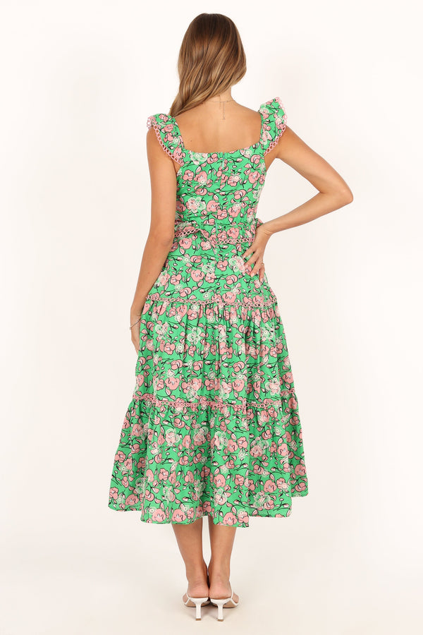 Petal and Pup USA DRESSES Gia Midi Dress - Green Pink