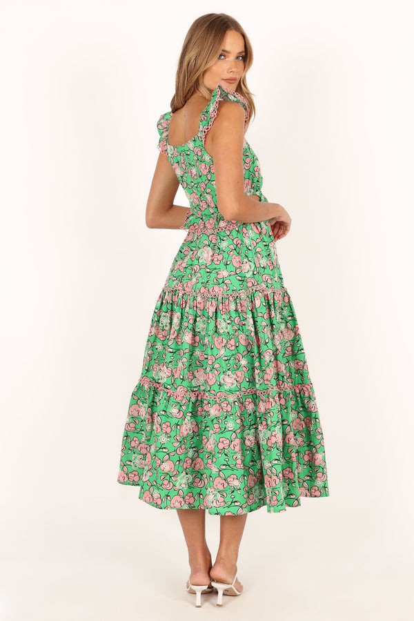 Petal and Pup USA DRESSES Gia Midi Dress - Green Pink