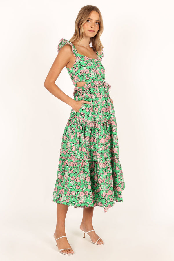 Petal and Pup USA DRESSES Gia Midi Dress - Green Pink