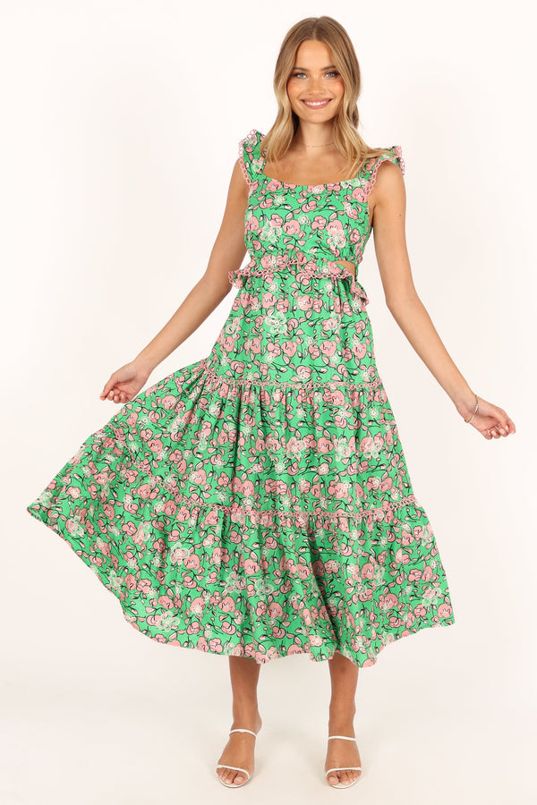 Petal and Pup USA DRESSES Gia Midi Dress - Green Pink