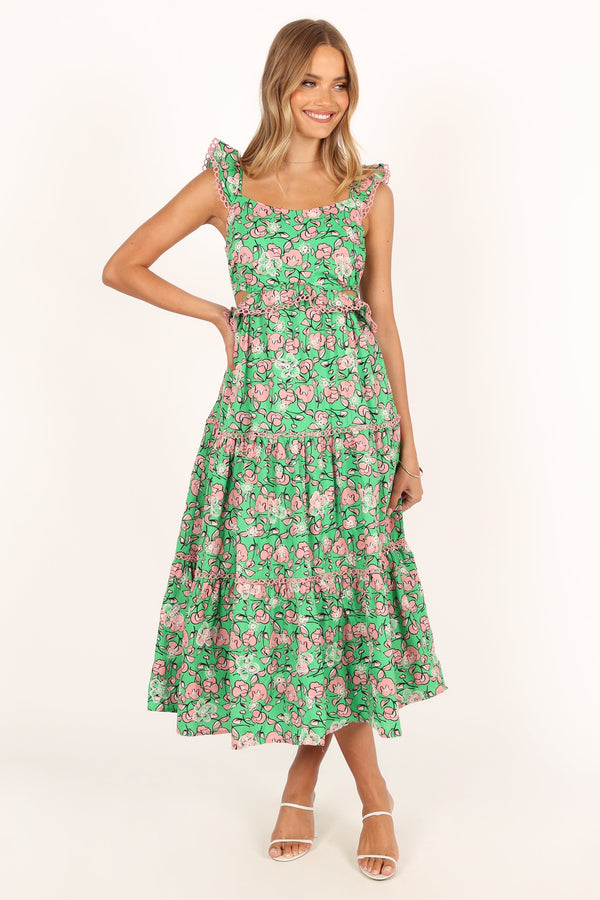 Petal and Pup USA DRESSES Gia Midi Dress - Green Pink