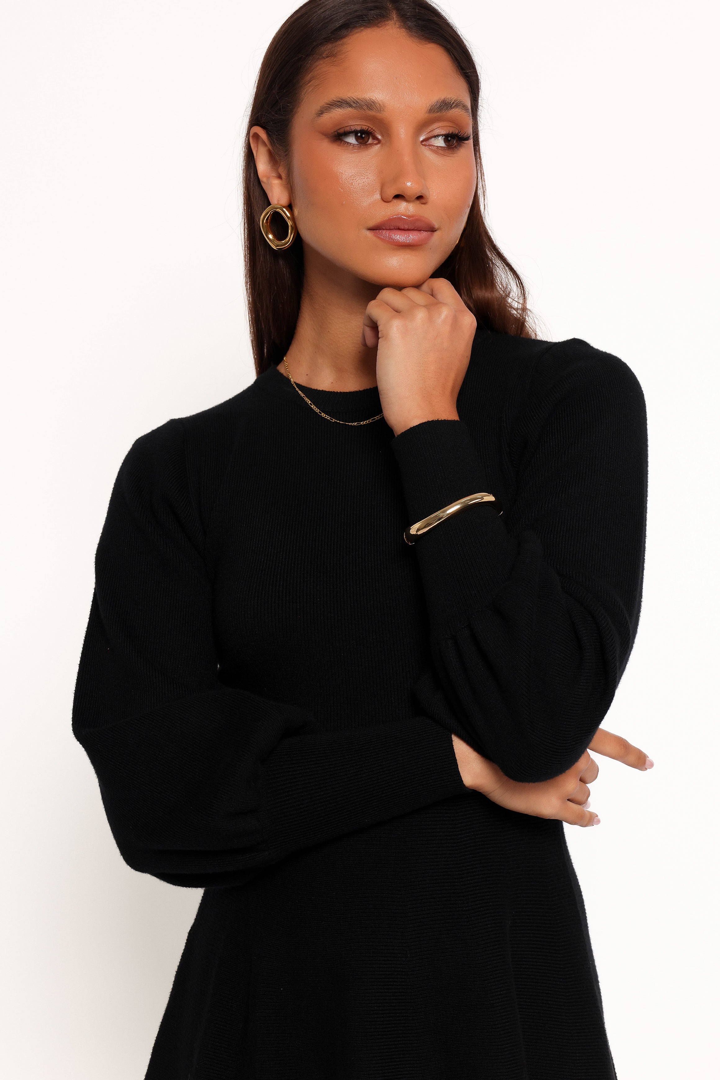 Petal and Pup USA DRESSES Gigi Long Sleeve Mini Dress - Black