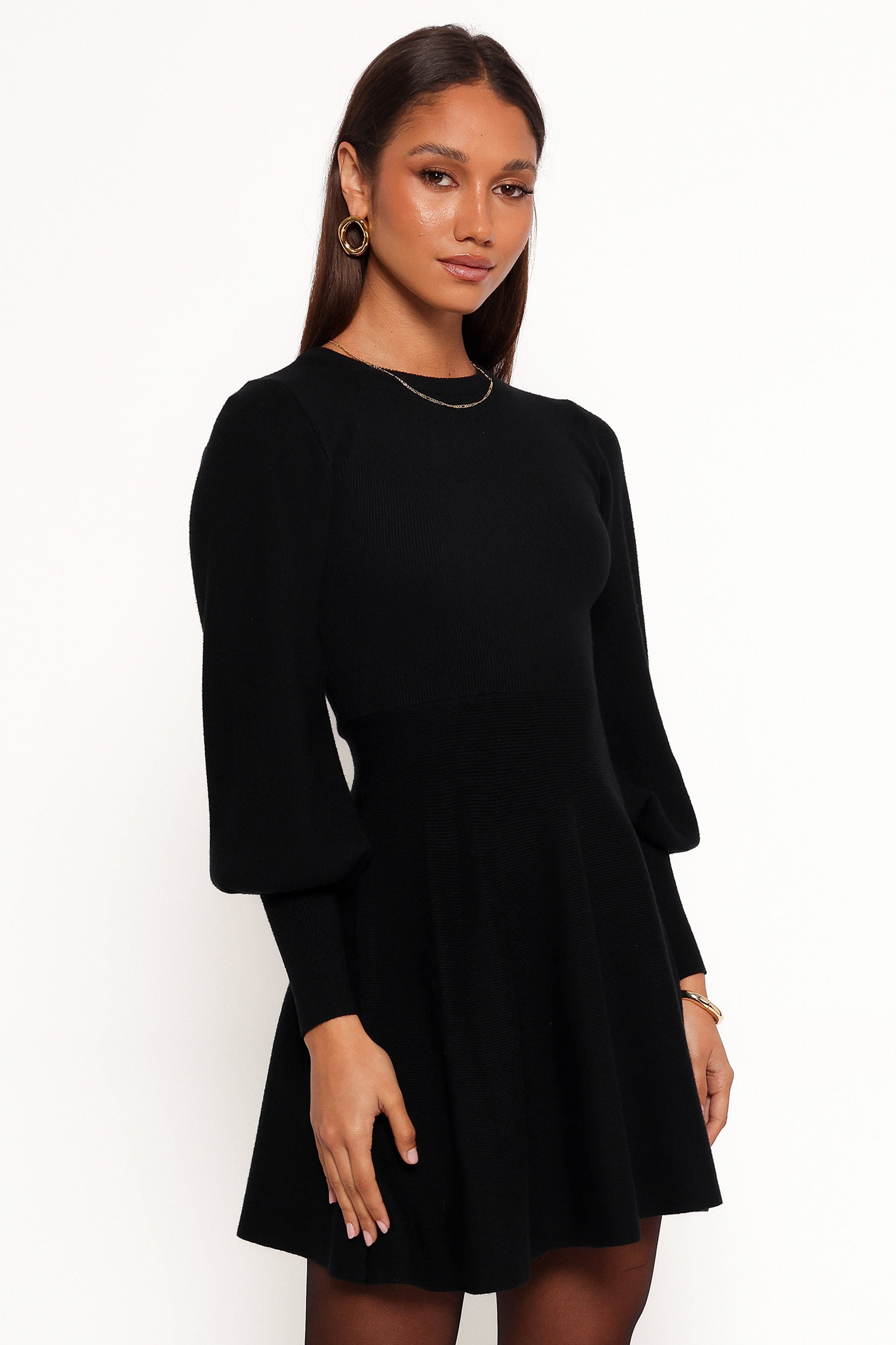 Petal and Pup USA DRESSES Gigi Long Sleeve Mini Dress - Black