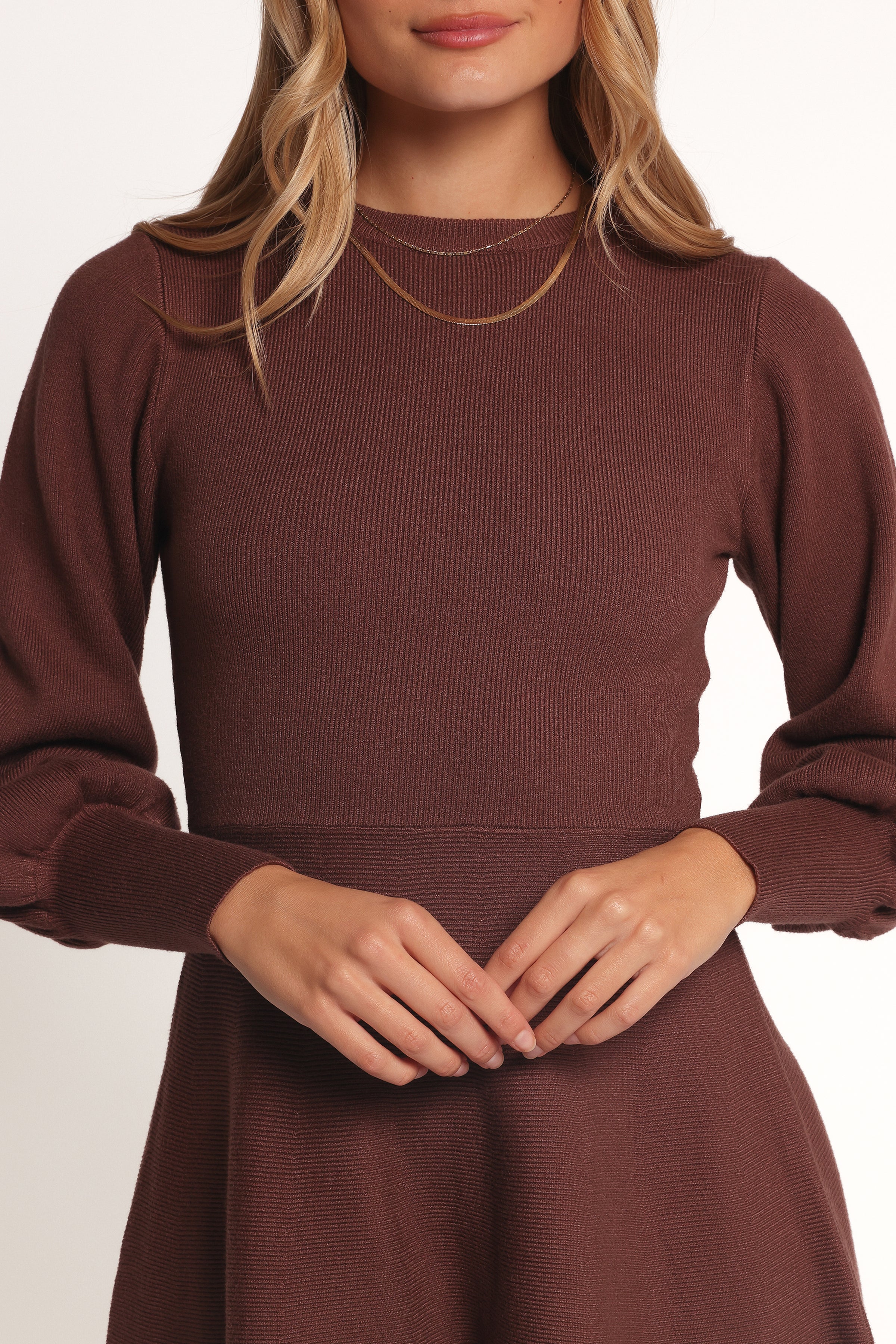 Petal and Pup USA DRESSES Gigi Long Sleeve Mini Dress - Brown