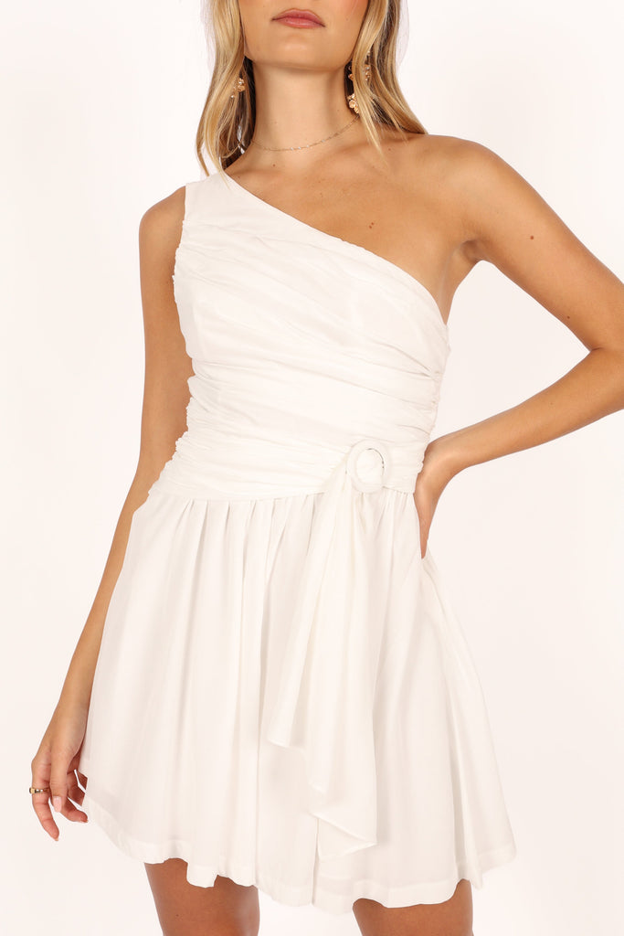 One shoulder little white dress Clearance