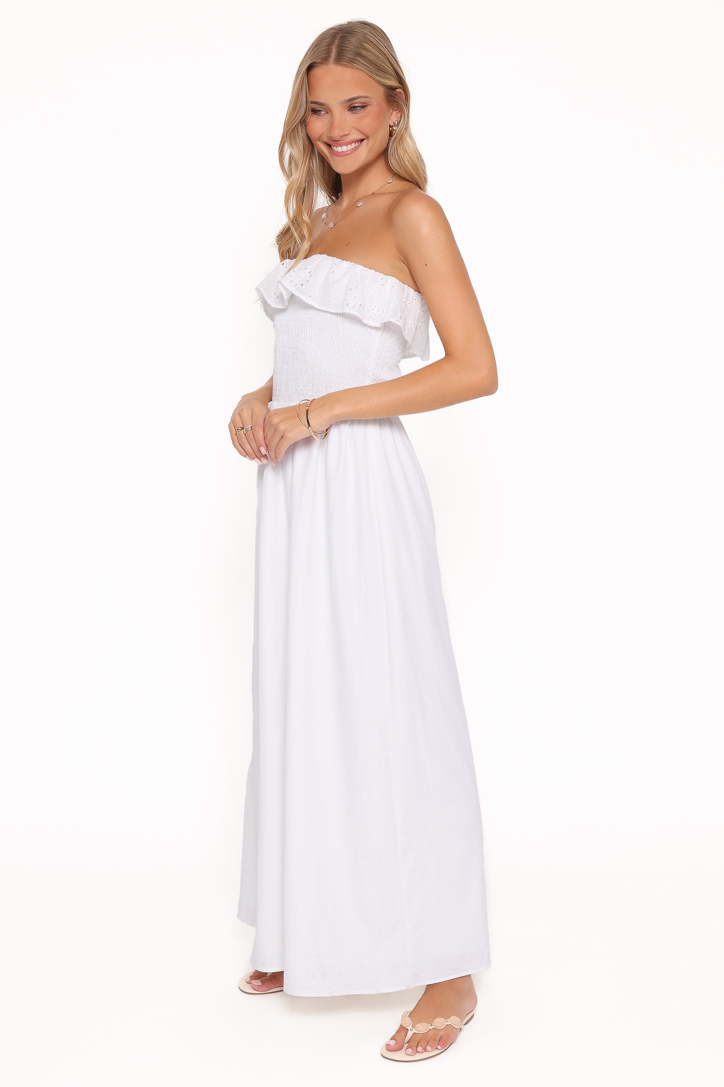 Petal and Pup USA DRESSES Gilbert Strapless Maxi Dress - White